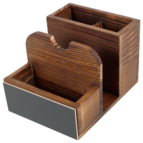 Wooden Tabletop Napkin Holder with Salt and Pepper Shakers Caddy Cutlery Holder Salt Pepper Rack Versatile Tabletop Condiment Caddy Countertop Organizer Box for Home Napkin Spice Tableware