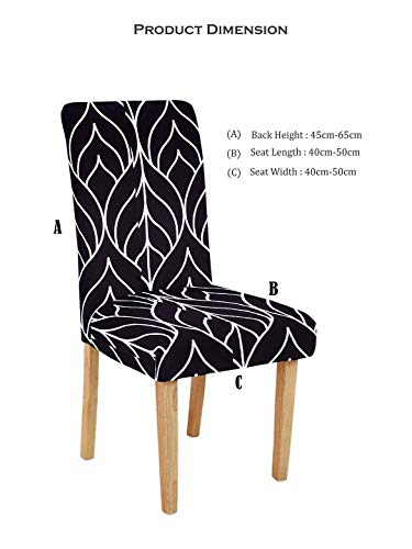Image of Cortina Dining Chair Slipcovers | Protection Chair Cover | Leaf Print, Removable, Washable | Universal Fit Soft Stretchy Polyester Spandex | Living Room, Kitchen, Party | Pack of 1, Black 2