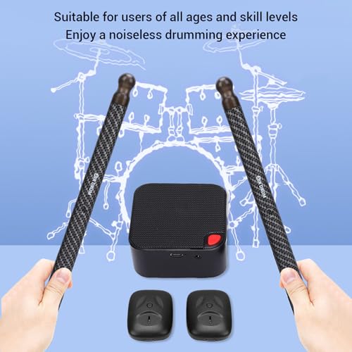 SUNGOOYUE Air Drumsticks, palillos electrónicos con detección de movimiento 3D, pedales y conversor de audio para práctica silenciosa miniatura 4