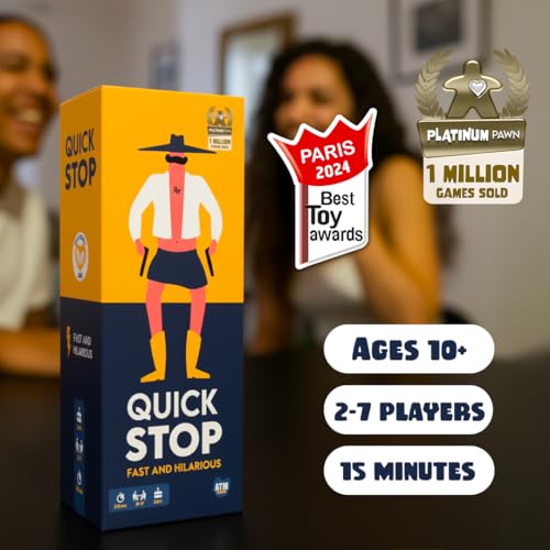QUICKSTOP | Card Game for Family and Friends | Fast and Hilarious | 2-7 players | Party Game for Adults and Kids 10+ | 30 minutes Playing Time