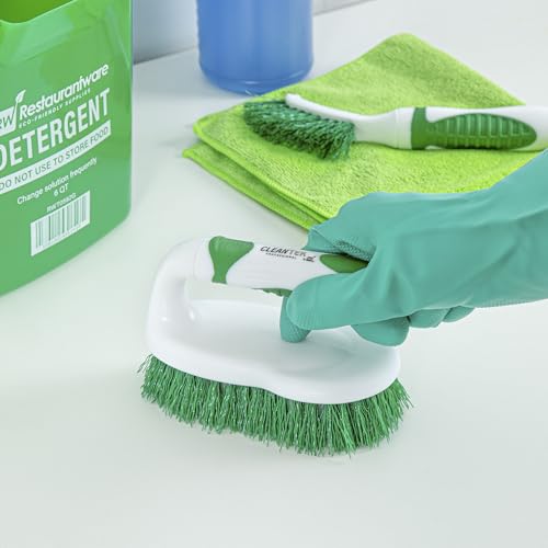 Image of Restaurantware Green and White All Purpose Scrub Brush, 5.9 in