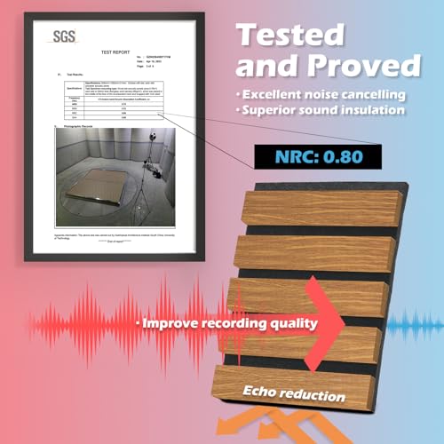 Image of Art3d 108 x 12 Inch 3D Fluted Soundproof Wood Slat Wall Panel, 2-Pack, Teak