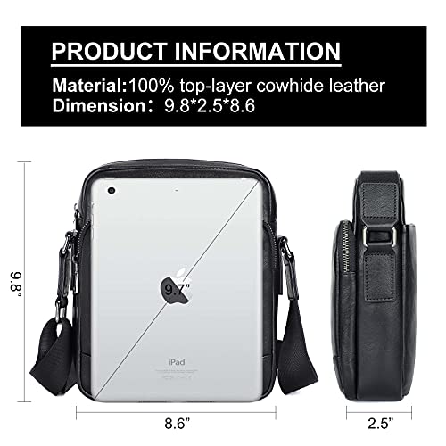 Image of Augus Leather Messenger Crossbody Bag for Men Fits Work Business Casual