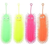 4Pcs Caterpillar Puffer Toys Light up Puffer Worms Sensory Squeeze Ball Gifts for Kids Adults New Year Birthday Party Favors (Random Color)