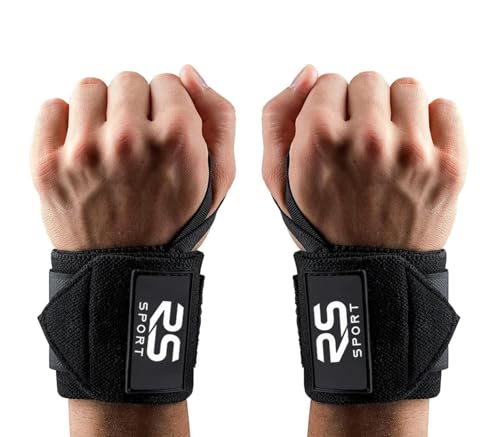 RS SPORT Fasce da Polso Professionali, Fascette Elastiche per Sollevamento Pesi, Polsini Straps Palestra, Fitness, Bodybuilding, Crossfit, Calisthenics, Abbigliamento per Uomo Donna
