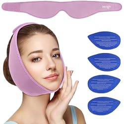 NEWGO Wisdom Teeth Ice Pack Head Wrap for Face Oral Surgery, Purple | Face Ice Pack with 4 Hot Cold Gel Pack for TMJ, Tooth Extraction, Tonsillectomy Recovery