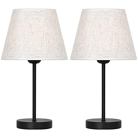 HAITRAL 2 Pack Bedside Table Lamps,Modern Nightstand Lamps with Fabric Shade Desk Lamps for Bedroom, Living Room, Office, Dorm Cover