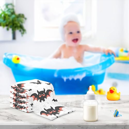 Image of vvfelixl Cute Bats Cartoon Baby Burp Cloths Baby Muslin Washcloths for Boys Girls Cotton Baby Face Towel for Newborn Infants Soft and Absorbent 11.8 X 11.8 in, 5 Pack
