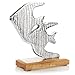 com-four® Premium Stand Pesce - Pesce Decorativo in Metallo su Una Base in Legno di Mango - Pesce in Metallo Marittimo da Mettere in Piedi e Decorare (Color Argento - Pesce)