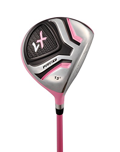 Precise Distinctive Girls Right Handed Pink Junior Golf Club Set For Age 3 To 5 (Height 3' To 3'8") Set Includes: Driver (15"), Hybrid Wood (22*), 7 Iron, Putter, Bonus Stand Bag & 2 Headcovers #TOP3