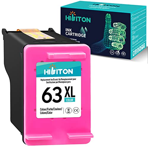 HibiTon Remanufactured Ink Cartridge Replacement for HP 63 XL 63XL Color Fit with OfficeJet 3830 5252 4650 4652 5258 4655 5255 5200 DeskJet 3636 3630 1112 3637 Envy 4520 3634 4512 Printer Tray, 1-Pack