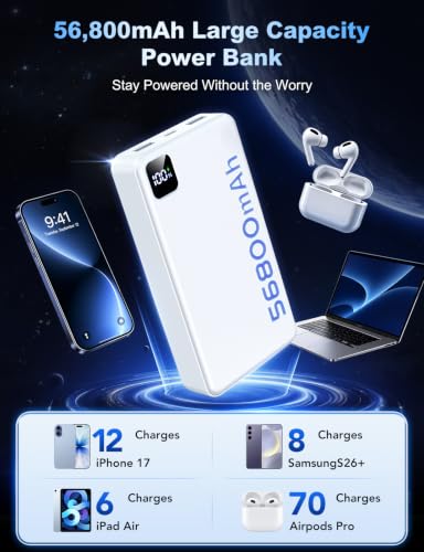Image of Portable Charger 56800mAh, 22.5W Fast Charging Power Bank with LED Display