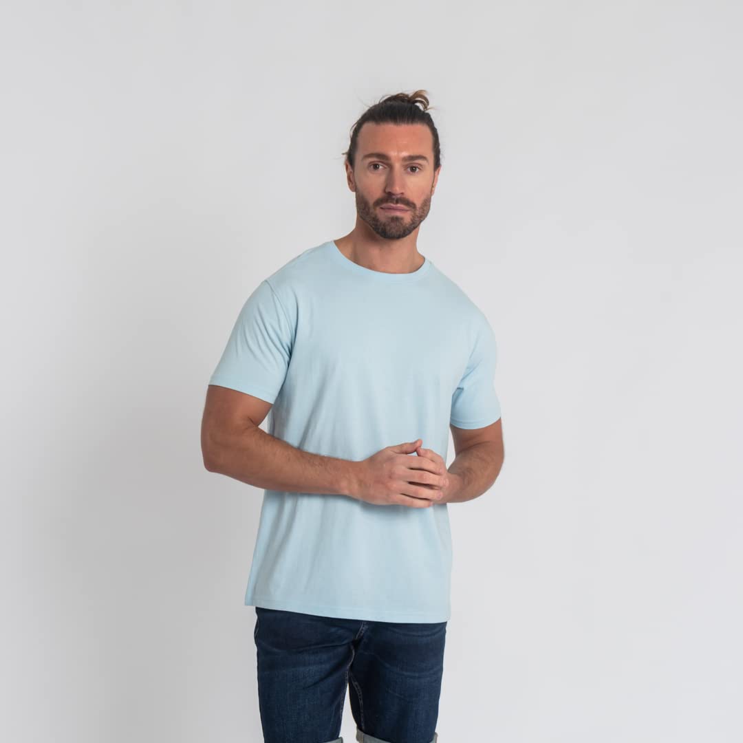 Kandor, Confezione da 5 magliette da uomo, abbigliamento del Regno Unito, classiche e casual, a girocollo, a tinta unita, in 100% cotone, di qualità, adatte per palestra e lavoro
