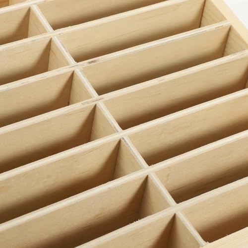 Tofficu Handy-Aufbewahrungsbox mit 16 Fächern – Mehrgitter Holz Organizer für Büro, Klassenzimmer und Schreibtisch zur sicheren Smartphone- und Büroutensilien-Aufbewahrung