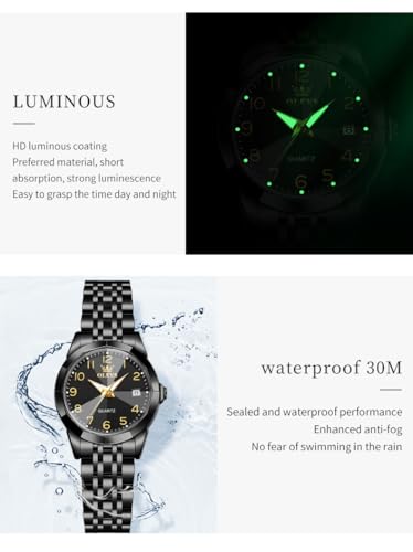 Olevs YPF-S-L9970G-HH Woman Black Watch Casual Small Dress Ladies Watch Waterproof Lady Watch Stainless Steel Strap Luminous Calendar Gifts For Wrist Watch Silver thumb #4