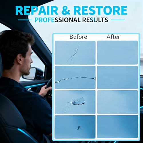 Windshield Repair Kit - Nano Glass Repair Fluid for Chips & Cracks | Quick Fix, Works on for Chips and Cracks,Cracks Gone Glass Repair Kit, Automotive Windscreen Repair Tool Nano Repair Liquid (Blue)