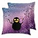 Fodere per Cuscini 18x18 pollici Set di 2,Mostro spaventoso Gufo, Copricuscino da lancio Sorriso Incubi Gufo Pipistrello Stelle Bizzarro Astratto Copricuscino per esterni Decor