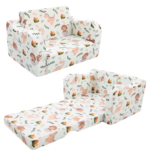 MeMoreCool Sofá para niños, silla plegable cómoda para niños pequeños de 1 a 3 años, sofá cama plegable 2 en 1 para sala de juegos, sillón de descanso para bebés para niños y niñas, patrón de