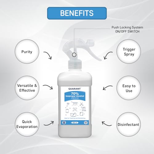 Image of QUARANT 70% Isopropyl Alcohol (IPA) for Cleaning & Disinfecting, 500 ml Bottle with Trigger Spray Attachment