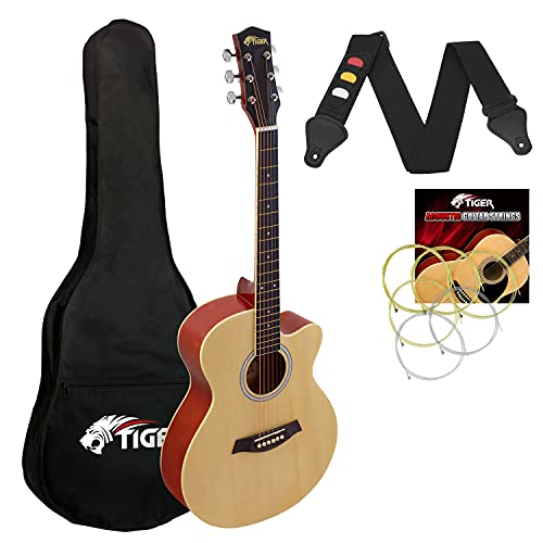 TIGER ACG1-NT34 3/4 Guitare acoustique à cordes en acier pour 9 ans et plus avec sac, sangle, cordes de rechange et… - Les Beatles, Paul McCartney, John Lennon, RIngo Starr, George Harrison TIGER ACG1-NT34 3/4 Guitare acoustique à cordes en acier pour 9 ans et plus avec sac, sangle, cordes de rechange et…