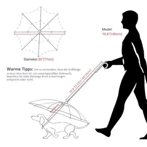 Esoes Hund Transparente Regenschirm Pet Umbrella Skalierbar Hundeschirm Welpen mit Leine und Kette für Spaziergänge im Freien bei Schnee oder Regen (A)