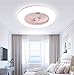 Fan ceiling light,40W LED Ultra-silenzioso Lampadario,con Telecomando,55CM Invisibile Ventilatore A Soffitto,Dimmerabile E velocità del Vento,Per Cameretta Soggiorno-Rosa