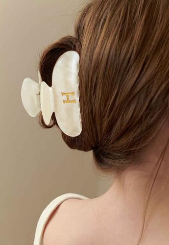 Image of LILIE&WHITE Acrylic Letter Hair Clips For Women Stylish H Monogram Hair Claw Alphabet Hair Clip Fashion Glitter Claw Clip Elegant And Durable Hair Accessory Large Hair Clips H