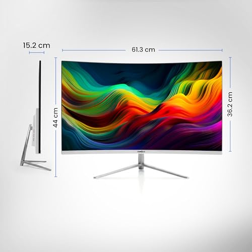 Image of FRONTECH Ultima Series 27 Inch Curved LED Monitor, Refresh Rate 120Hz, 3500R Curve, Full HD 1080p, Built in Speaker, Bezel Less Design, HDMI & VGA Ports (MON-0085, White)