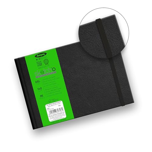 Image of Anupam SketchO Sketch Book Hardbound A4 Landscape Drawing Notebook Acid Free Paper Elastic Clouser for Artists Students 124 Pages 140 GSM