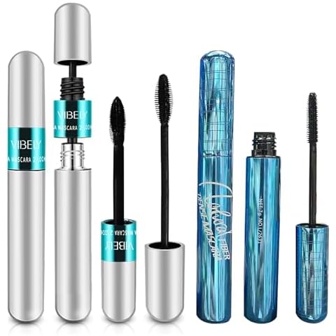 Lash Cosmetics Vibely Mascara and Mascara for Older Women 60 Plus, 2 in 1 Waterproof Black, Hypoallergenic Washable Natural Lengthening & Thickening No Clumping for Sensitive Eyes Cover
