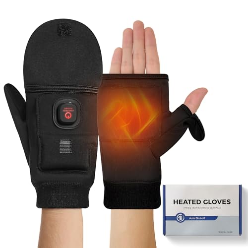 Heated Gloves for Men Women, Rechargeable Heated Mittens Fingerless for Winter, 2500mAh Electric...