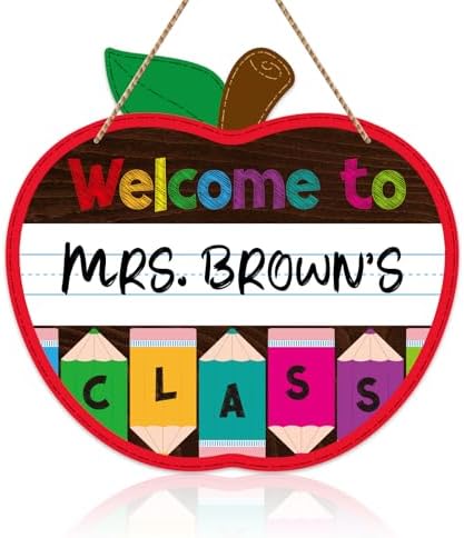 WaaHome Welcome Sign for Classroom Door Decorations 11.3"x12" Per...