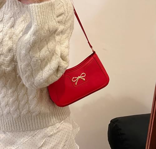 Image of AIPJOY Small Shoulder Bag For Women,Bow Shoulder Handbags Trendy Y2k PU Leather Purses