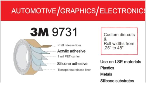 3M 9731 Silicone Double Sided Adhesive Tape roll 12