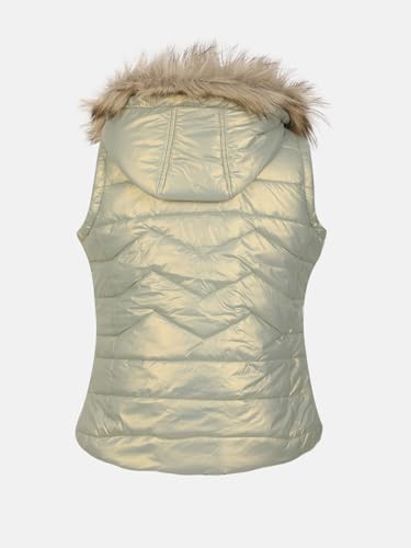 Image of CHKOKKO Girl's Polyester Winter Wear Sleeveless Zipper Hooded Standard Length Puffer Jacket