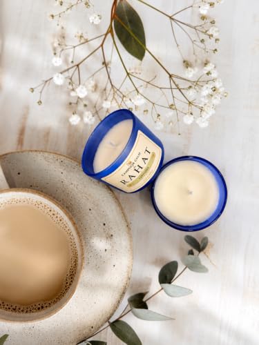 Image of RAHAT | Camphor Infused Soy Wax Scented Candle | Lavender Fragrance | Premium Aromatherapy Candle for Relaxation & Home Decor | Long Burning Cotton Wick