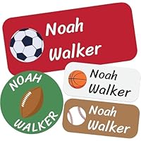 Name Labels - Personalized Cartoon Name Stickers for Daycare, School Supplies & More (160 Labels) - Waterproof & Sturdy Design for Kids' Gear (Sport)