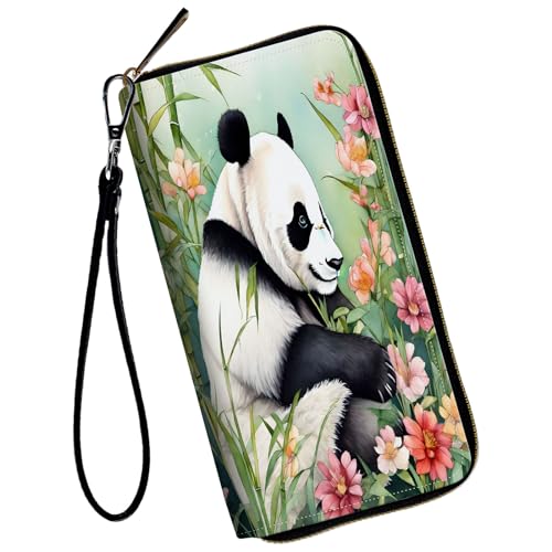Women Wallets,Large Capacity Clutch Purse for Women Ladie Men Wallet Clearance Credit Card Holder PU Leather Handbag Clutch Purse-Bamboo Panda