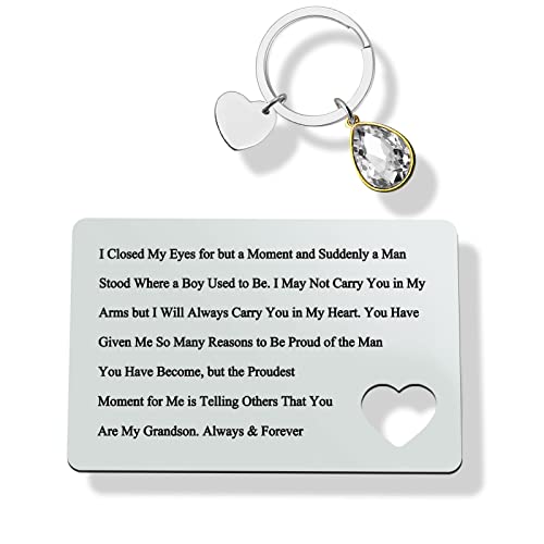 Grandson Gifts from Grandma Grandpa Inspirational Wallet Cards for Grandson Engraved Wallet Insert Card for Grandson Grandson Birthday Card Grandson Graduation Gift for Christmas Wedding New Years