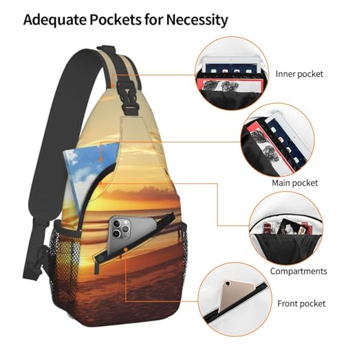 Sling Bag para Hombre y Mujer Negro Crossbody para Viaje miniatura 3