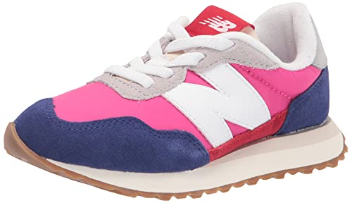 Image of New Balance Kids 237 Bungee Sneaker, BLUE /EXUBERANT PINK, 12.5 W Little Kid (4-8 Years)