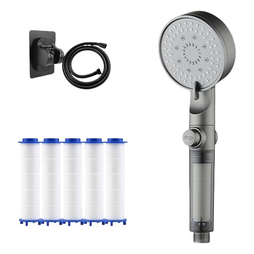 HydroBoost High Pressure 5-Mode Filtered Shower Head with Handheld, Built-in Power Wash for Hard Water - Filtered Shower Head for Gentle Skin & Hair Care (1PCS)