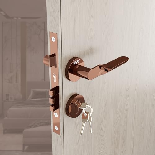 Image of GLOXY Mortise Locks for Main Door, Mortise Door Lock, Door Set with 3 Brass Keys, Bedroom Door Lock, Handle Lock for Homes, Balcony| Rose Gold Finish (2 Years Warranty, Pack of 1)