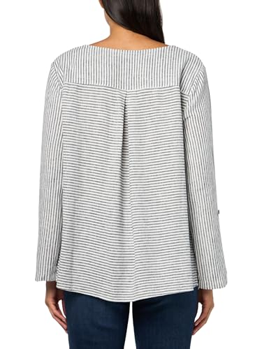 Ali Miles Women's Woven Yarn Dye Popover Tunic Scoop Neck with Button Band2