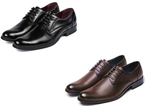[ジョーマリノ] Jo Marino 日本製 本革 メンズ ビジネスシューズ 紳士靴 革靴 MADE IN JAPAN ドレスシューズ 冠婚葬祭 外羽根 防滑 撥水加工 オールシーズン 1181 (25, 2足セット(ブラック+ダークブラウン))