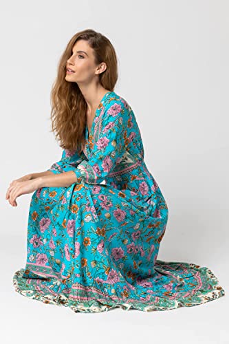 Roman Originals Women Floral Border Print Maxi Dress - Ladies Spring Everyday Summer Holiday Vacation Work Casual Smart Comfy Soft Relaxed - Blue - Size 20 #TOP7