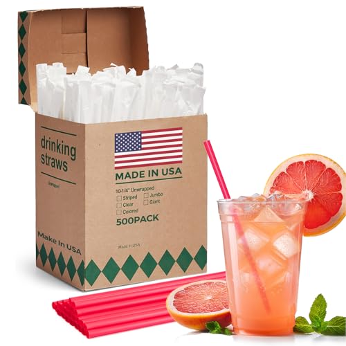 Glotoch 500 PCS Individually Wrapped Red Plastic Straws, 10.25'' Long by Glotoch Express - Used condition - US$11.50