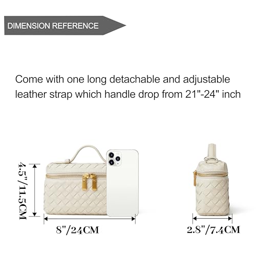 Image of DAILANDO Small Top Handle Box Purse, Designer Handwoven Mini Tote and Crossbody Bag With Long Detachable Shoulder Strap (Beige)
