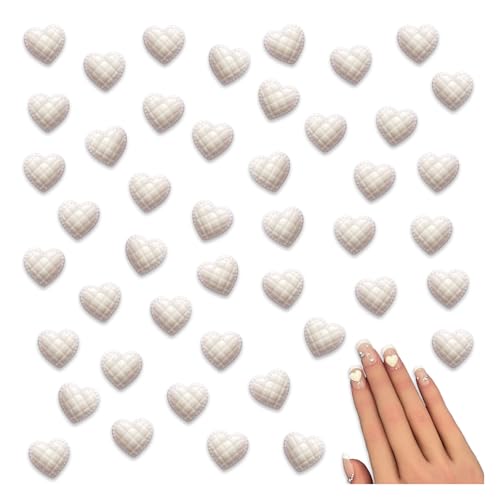 ファイニエ ネイルパーツ ハート ホワイト 8mm 模様あり 50個 蓄光 樹脂 ぷっくり 立体 艶消し 貼り付け カボション レジン デコパーツ BD4059