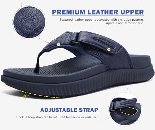 Image of KuaiLu Mens Orthotic Cushion Flip Flops Athletic Recovery Walking Sandals | Men's Lightweight Beach Sport Slides for Man Water Resistant Soles, Soft Comfort Fit & Arch Support